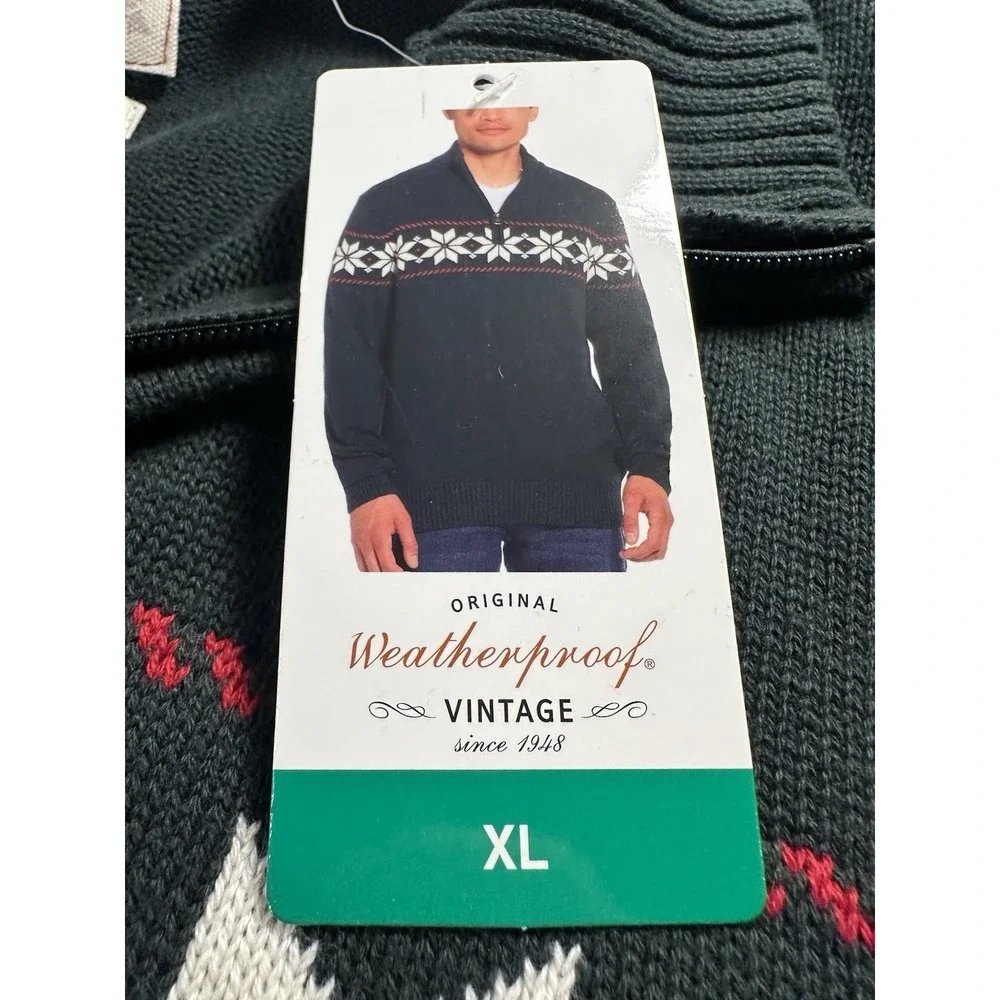 NWT Weatherproof Vintage The Holiday Sweater Mens Large 1/4 Zip‎ Pullover
